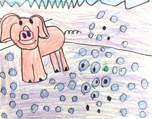 Pig in Tahoe with Snow and Ice by Kayla